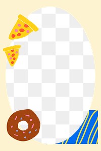 Cute food png doodle frame, transparent background