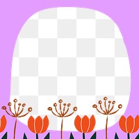 Tulip flower png doodle frame, transparent background