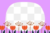 Tulip flower png doodle frame, transparent background