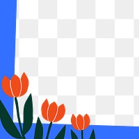 Tulip flowers png doodle frame, transparent background