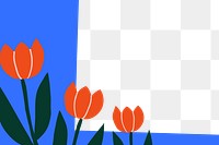 Tulip flowers png doodle frame, transparent background