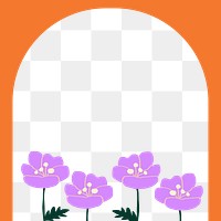 Spring flowers png doodle frame, transparent background