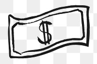 Dollar bill png sticker, stationery doodle, transparent background
