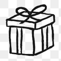 Gift box png sticker, object doodle, transparent background