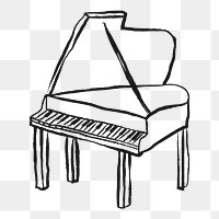 Grand piano png sticker, musical instrument doodle, transparent background