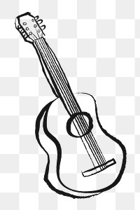 Acoustic guitar png sticker, musical instrument doodle, transparent background