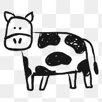 Dairy cattle png cow sticker, animal doodle, transparent background