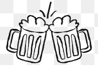 Cheering beer png glasses sticker, alcoholic drinks doodle, transparent background