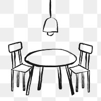 Dining table png sticker, home interior doodle, transparent background