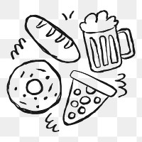 Party food png sticker, doodle, transparent background