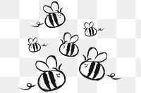 Flying bees png sticker, animal doodle, transparent background