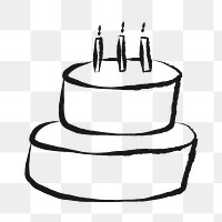 Birthday cake png sticker, celebration doodle, transparent background