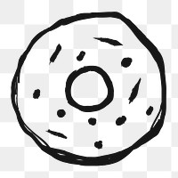 Donut png sticker, dessert doodle, transparent background