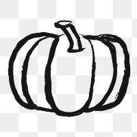 Pumpkin png sticker, vegetable doodle, transparent background