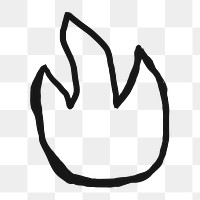 Fire flame png sticker, cute doodle, transparent background