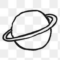 Planet Saturn png sticker, galaxy doodle, transparent background
