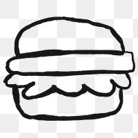 Hamburger png sticker, food doodle, transparent background
