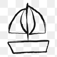 Cute sailboat png sticker, doodle, transparent background
