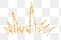 Grass png sticker, gold glittery doodle, transparent background