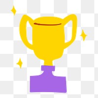 Winner trophy png sticker, object doodle, transparent background