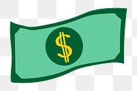 Dollar bill png sticker, money doodle, transparent background