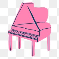 Grand piano png sticker, musical instrument doodle, transparent background