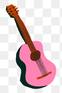 Acoustic guitar png sticker, musical instrument doodle, transparent background