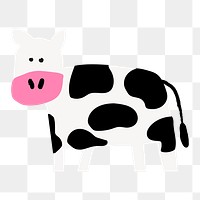 Dairy cattle png cow sticker, animal doodle, transparent background