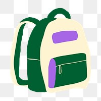 Backpack png sticker, object doodle, transparent background