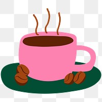 Coffee cup png sticker, beverage doodle, transparent background