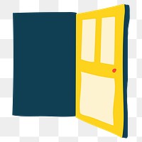 Open door png sticker, home interior doodle, transparent background