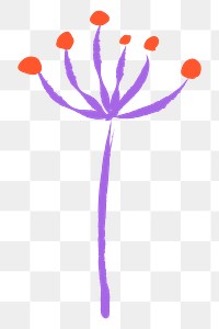 Cute flower png sticker, purple doodle, transparent background