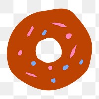 Donut png sticker, dessert doodle, transparent background