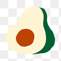 Avocado png sticker, fruit doodle, transparent background