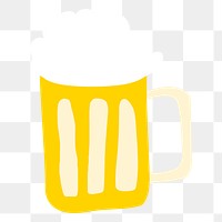 Beer glass png sticker, alcoholic drinks doodle, transparent background