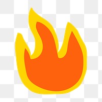 Fire flame png sticker, cute doodle, transparent background