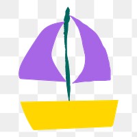 Sailboat png sticker, doodle, transparent background