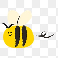 Flying bee png sticker, animal doodle, transparent background