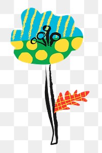 Blooming flower png sticker, funky doodle, transparent background