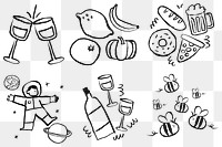 Cute party png sticker, doodle set, transparent background