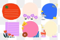 Cute funky png frame stickers set, transparent background