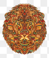 Mandala lion png animal sticker, transparent background