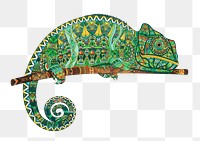 Green chameleon png animal sticker, transparent background