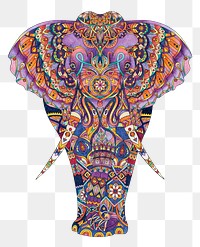 Animal mandala png, elephant sticker, transparent background