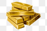 Gold bars png sticker, commodity image on transparent background