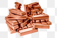 Copper bars png sticker, commodity image on transparent background