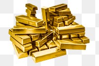 Gold bars png sticker, commodity image on transparent background