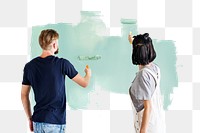 Couple painting wall png sticker, transparent background