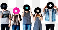 Vintage vinyl records png sticker, transparent background