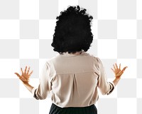 Businesswoman presenting png cut out, back view, transparent background